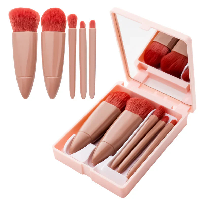 5 in 1 Makeup Brushes Set with Mirror