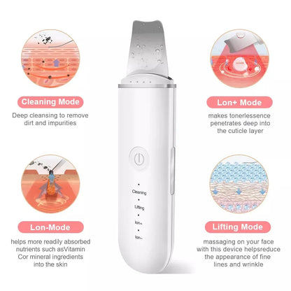 GlowSonic - Ultrasonic Facial Skin Scrubber & Skin Lifter with 4 Modes