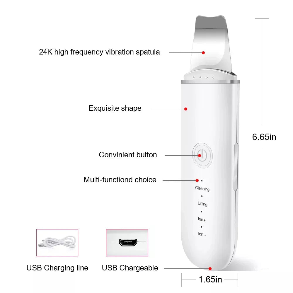 GlowSonic - Ultrasonic Facial Skin Scrubber & Skin Lifter with 4 Modes