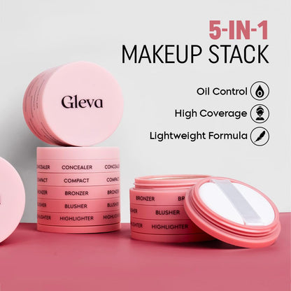 5 In 1 Makeup stack with Concealer, Bronzer, Blusher, Compact & Highlighter